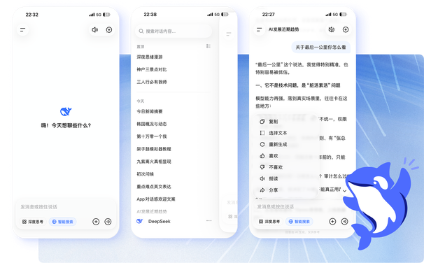 DeepSeek App 对话与历史记录界面